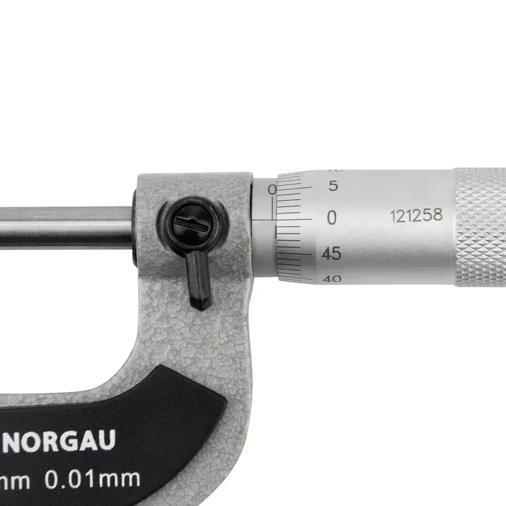 Микрометр гладкий NORGAU Industrial 0-25 мм, ГОСТ, Госреестр, с тонко притёртыми измерительными поверхностями