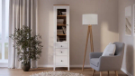 Шкаф-витрина 3 ящика - аналог IKEA HEMNES / ХЕМНЭС/ ХЕМНЕС / КЫМОР / ИКЕА 49х198х37 см, белый/светло-коричневый