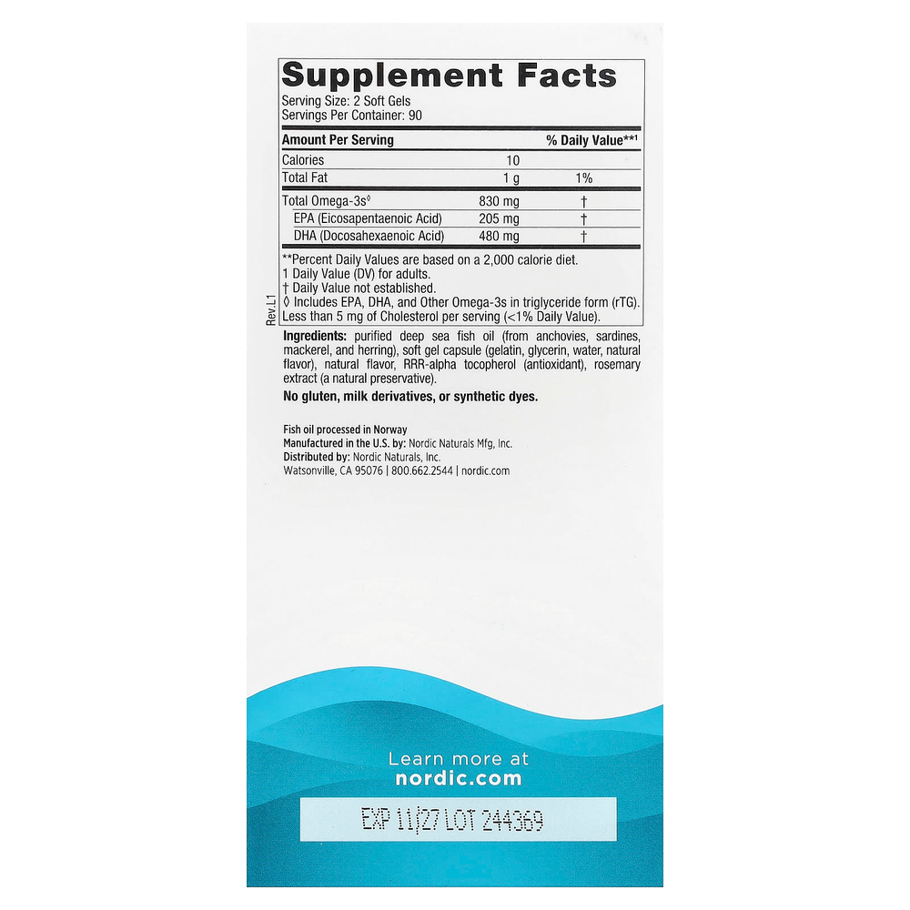 Nordic Naturals, ДГК, клубничный вкус, 415 мг, 180 мягких таблеток