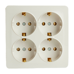 Розетка 4-местная с/з открытой установки, квадрат, STEKKER, 250В, 16А, IP20, серия София, белый, MST16-14S-01 49310