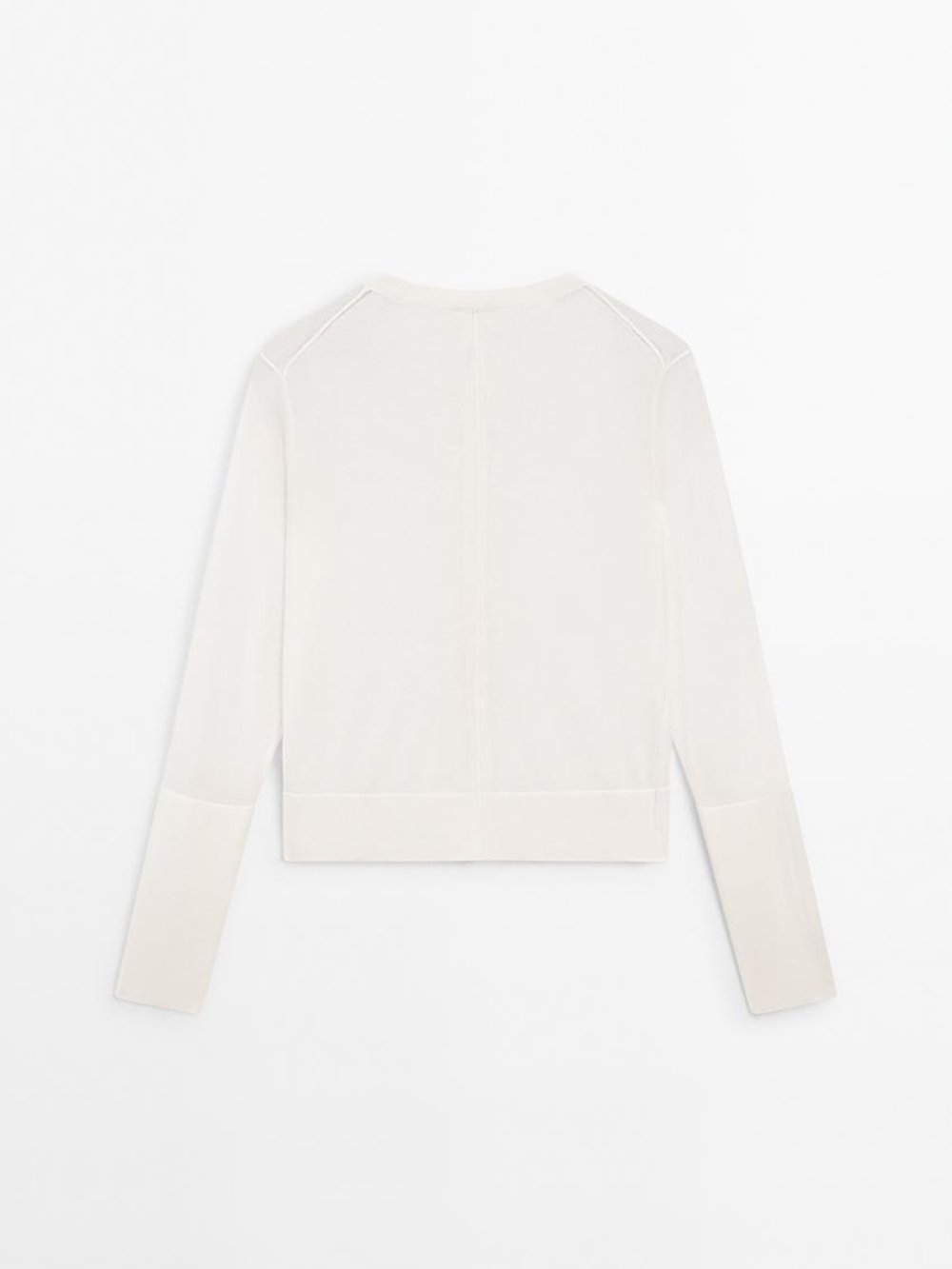 Massimo Dutti Кардиган из тонкой хлопчатобумажной смеси, натуральный