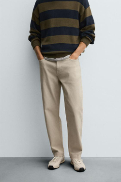 ZARA БРЮКИ STRAIGHT FIT, ЭКРЮ