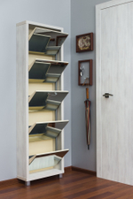 Обувница в прихожую с зеркалом для обуви Люкс 5 выбеленное дерево