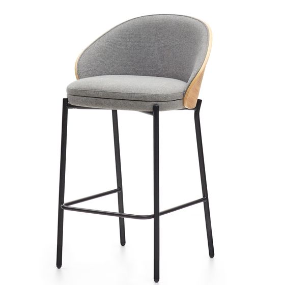 Полубарный стул Eamy светло-серый с натуральной отделкой
