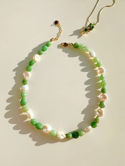 Ожерелье Глубокие реки из жемчуга и авантюрина