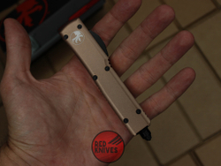 Нож Microtech Ultratech Helhound H/E - коричневая рукоять, черный клинок RK-369