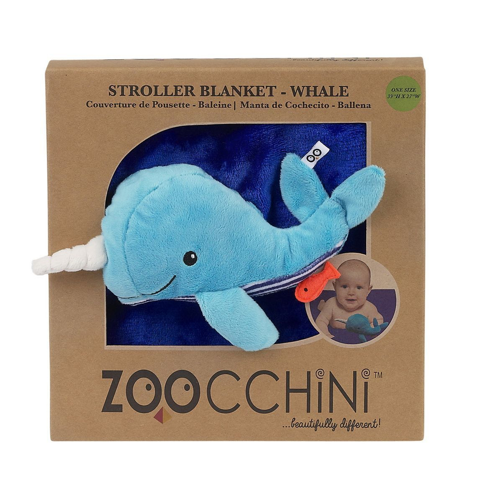 Одеяло с игрушкой Zoocchini Кит / синее