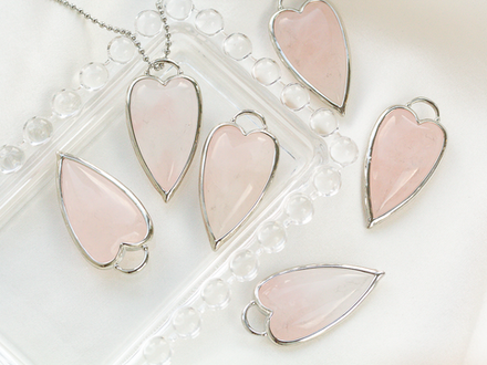 Подвеска "Сердце" 37,5мм, из розового кварца