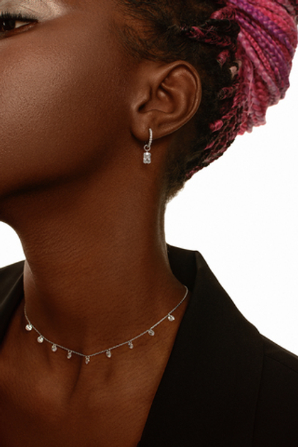 Серьги из серебра "Льдинки" с фианитом