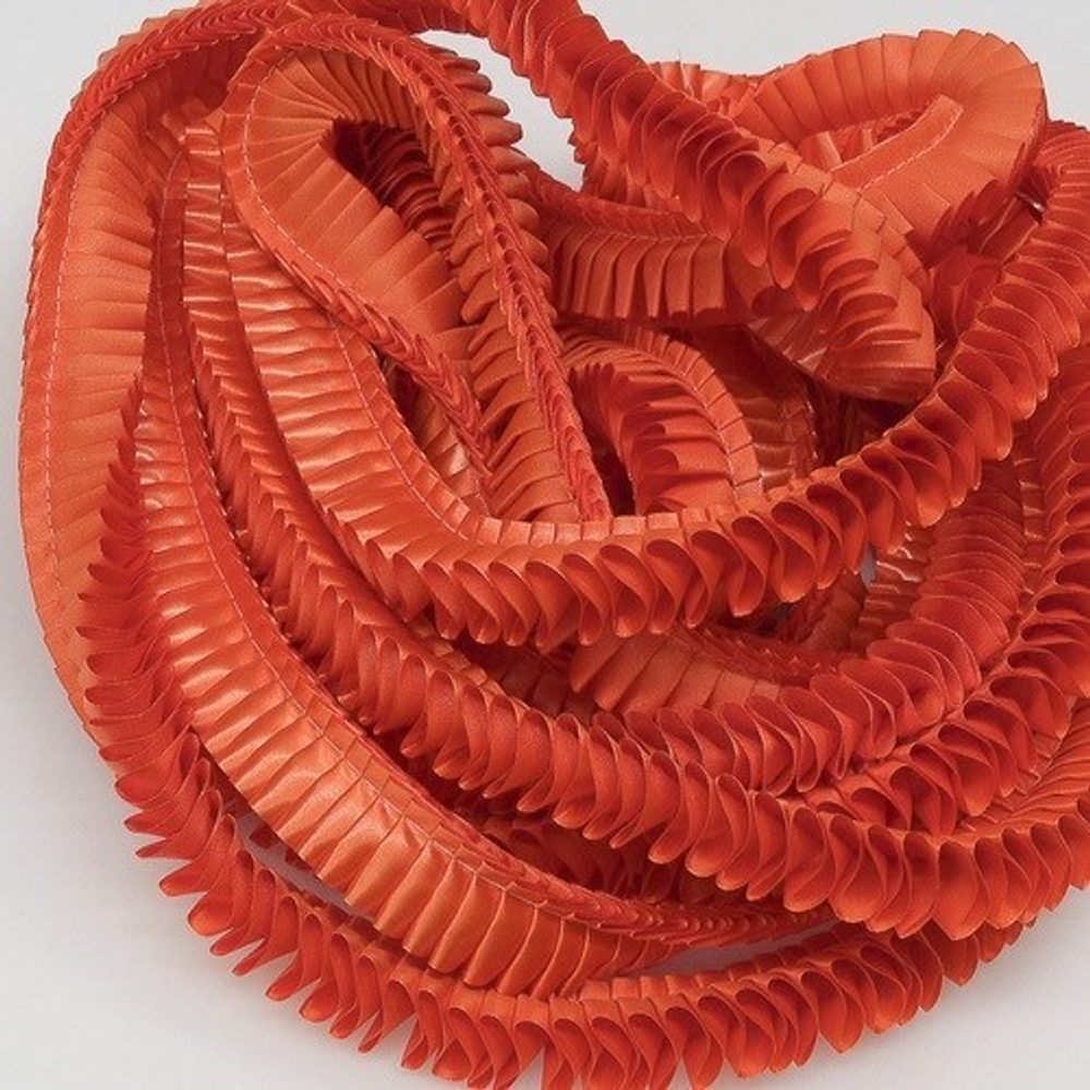 Лента плиссированная для наградных розеток. Цвет ОРАНЖЕВЫЙ ФРУКТ. Код цвета 27С.