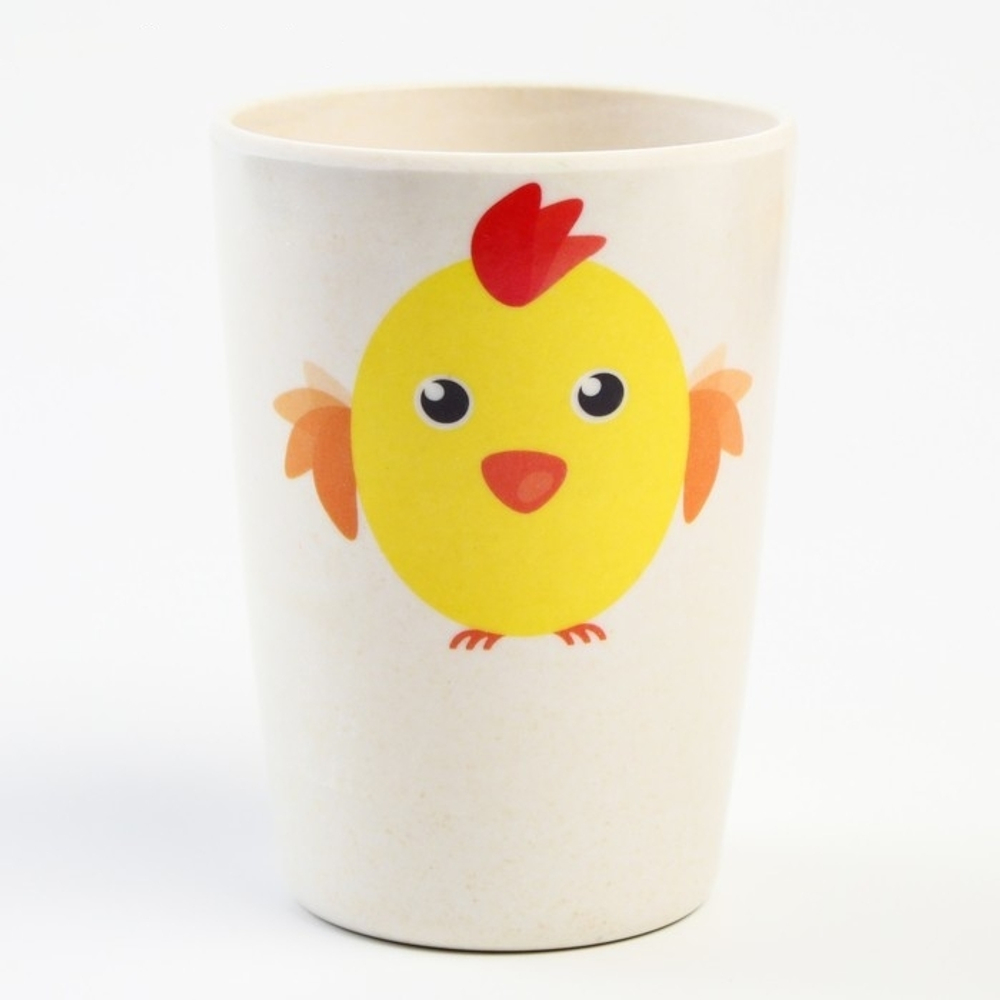 4780233 Набор бамбуковой посуды «Цыпленок», 5 предметов: тарелка, миска, стакан, вилка, ложка