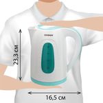 Чайник SONNEN KT-2016, 2 л, 2200 Вт, закрытый нагревательный элемент, пластик, белый/голубой, 453417