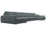 Диван П-образный Лига-057 НПБ МегаЛонг, Амур 07 серый, Рогожка, 129352