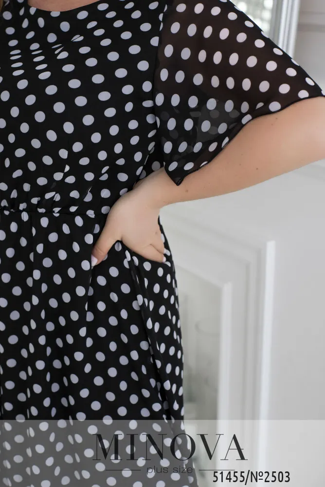 Платье 2503-черный горошек Minova
