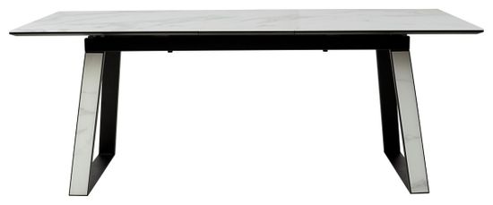 Стол Франк 160 БЕЛЫЙ МРАМОР, стекло / БЕЛЫЙ МРАМОР - ЧЕРНЫЙ