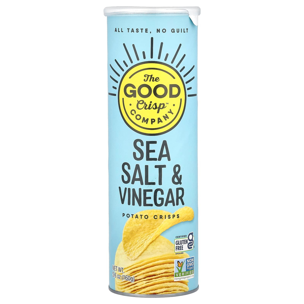 The Good Crisp Company, Картофельные чипсы, морская соль и уксус, 160 г (5,6 унции)