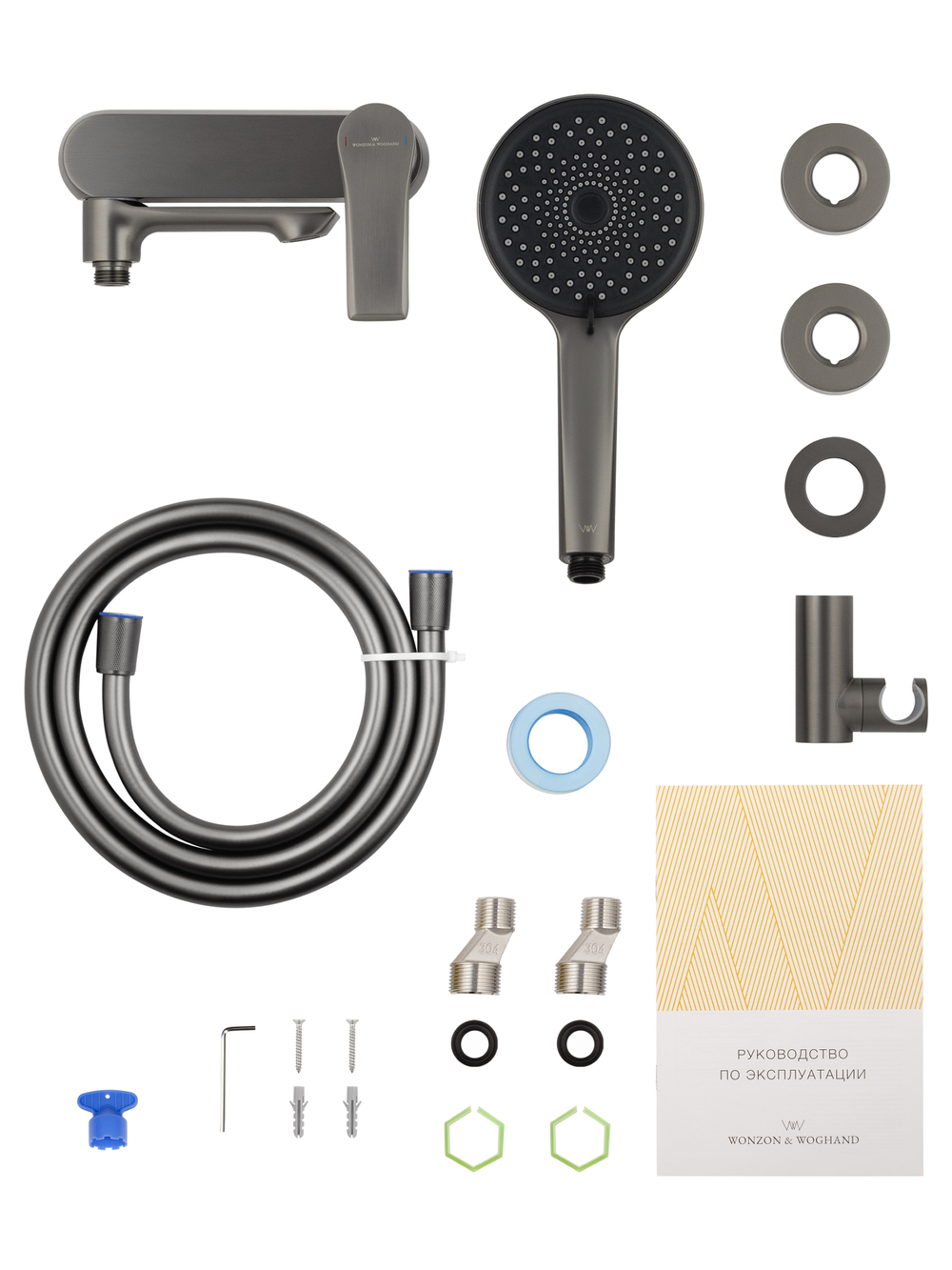 Смеситель для ванны с душем WONZON & WOGHAND BRILLIANT, Темный графит (WW-88037079-BGM)