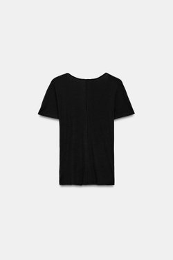 ZARA СВОБОДНАЯ ФУТБОЛКА С КОРОТКИМИ РУКАВАМИ, ЧЕРНЫЙ