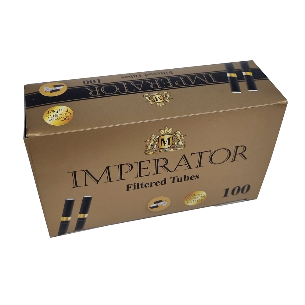 Комплект гильзы для сигарет "Imperator" Black Carbon Gold Ring 20мм 5х100шт.