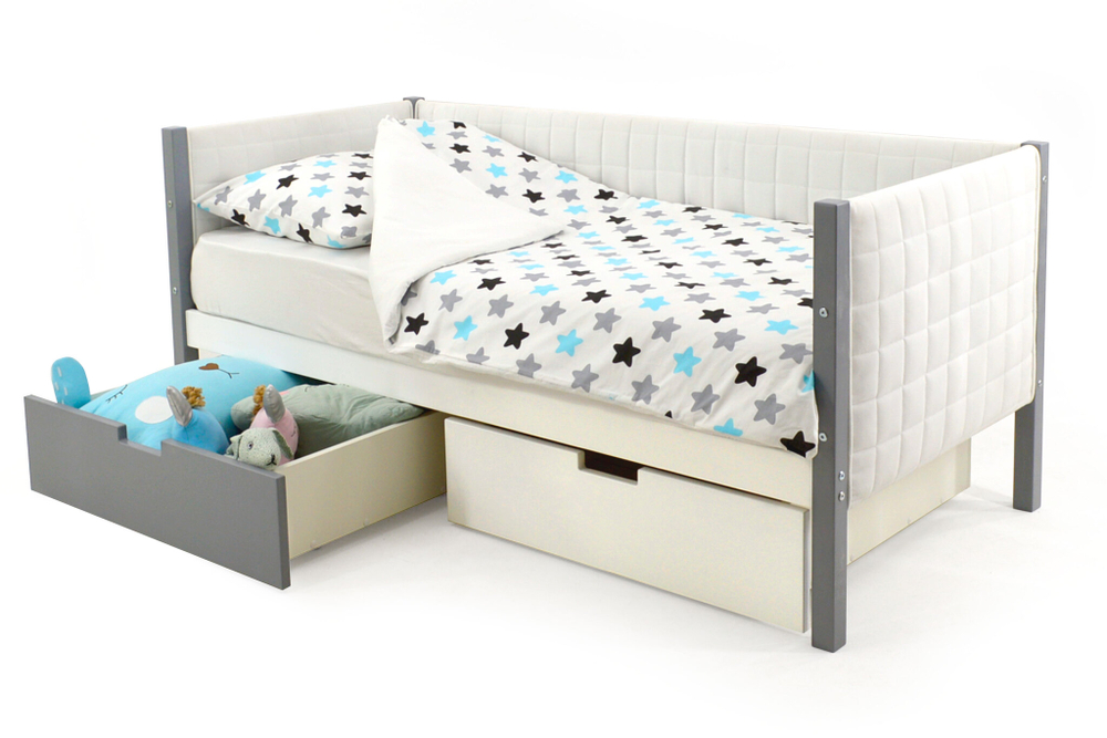 Детская кровать-тахта мягкая Бельмарко Svogen графит-белый