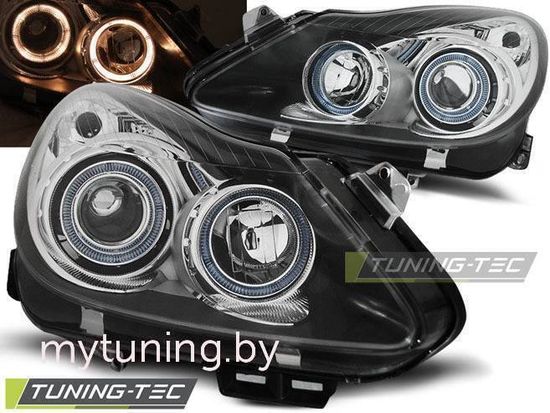 Передние фары Opel Corsa D angel eyes black