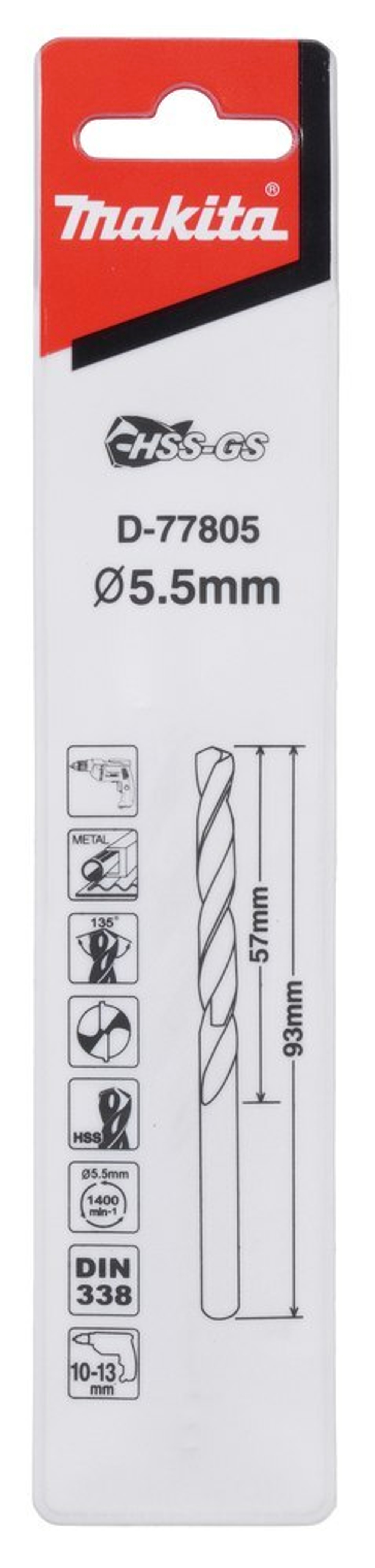 Сверло по металлу HSS-GS 5.5x93 Makita D-77805