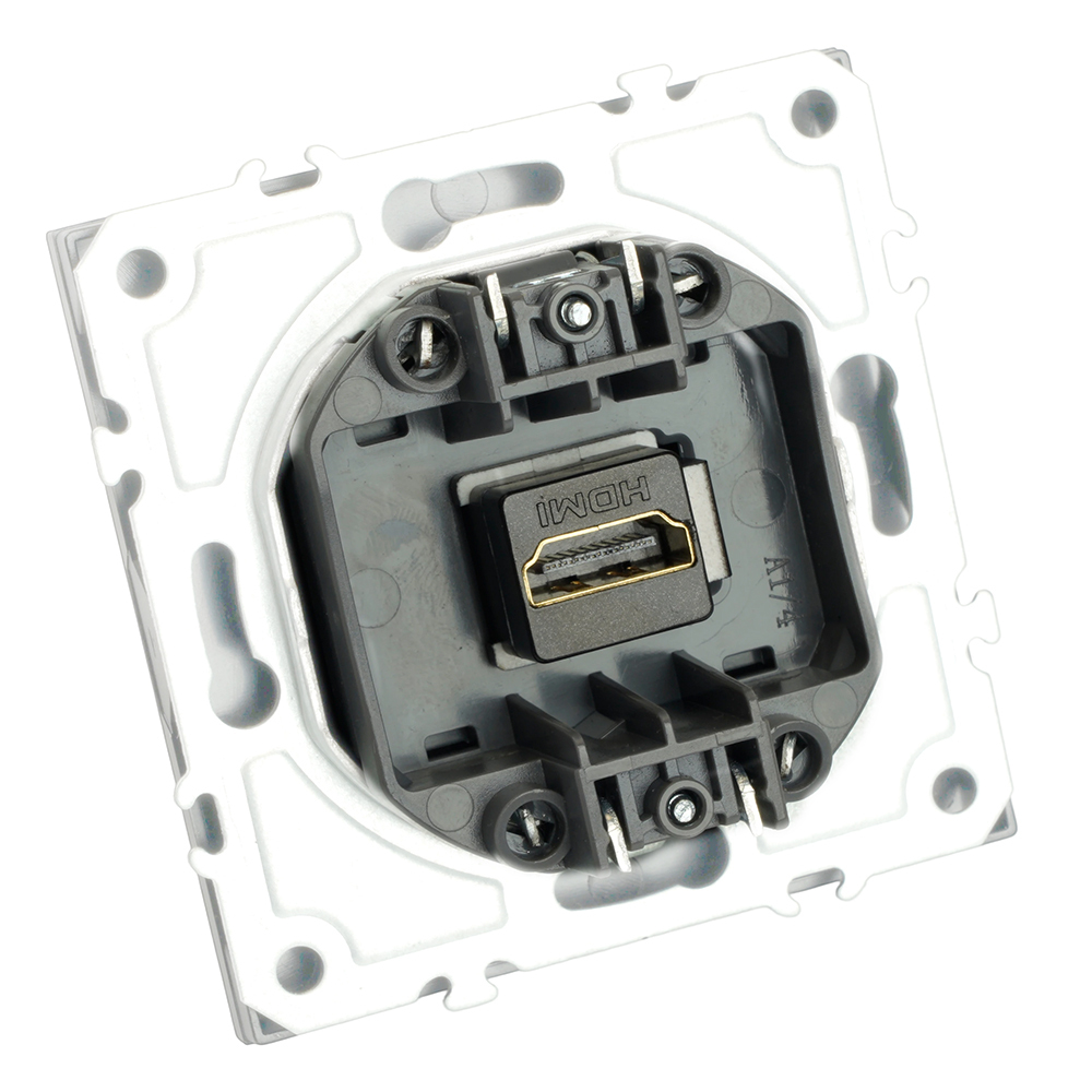 Розетка HDMI 2.0 Type A (механизм), STEKKER, серия Эмили, RST00-5118-01, белый фарфор, soft touch 50163