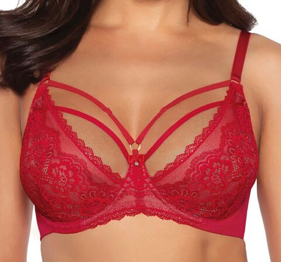 Бюстгальтер на косточках с мягкими чашками и декоративными бретелями (Размер: 80G) (Цвет: бордовый)