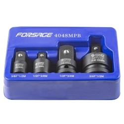 Набор адаптеров ударных 4пр(3/8''(F)x1/2''(M),1/2''(F)x3/8''(M),1/2''(F)x3/4''(M),3/4''(F)x1/2''(M)),в ложементе Forsage F-4048MPB