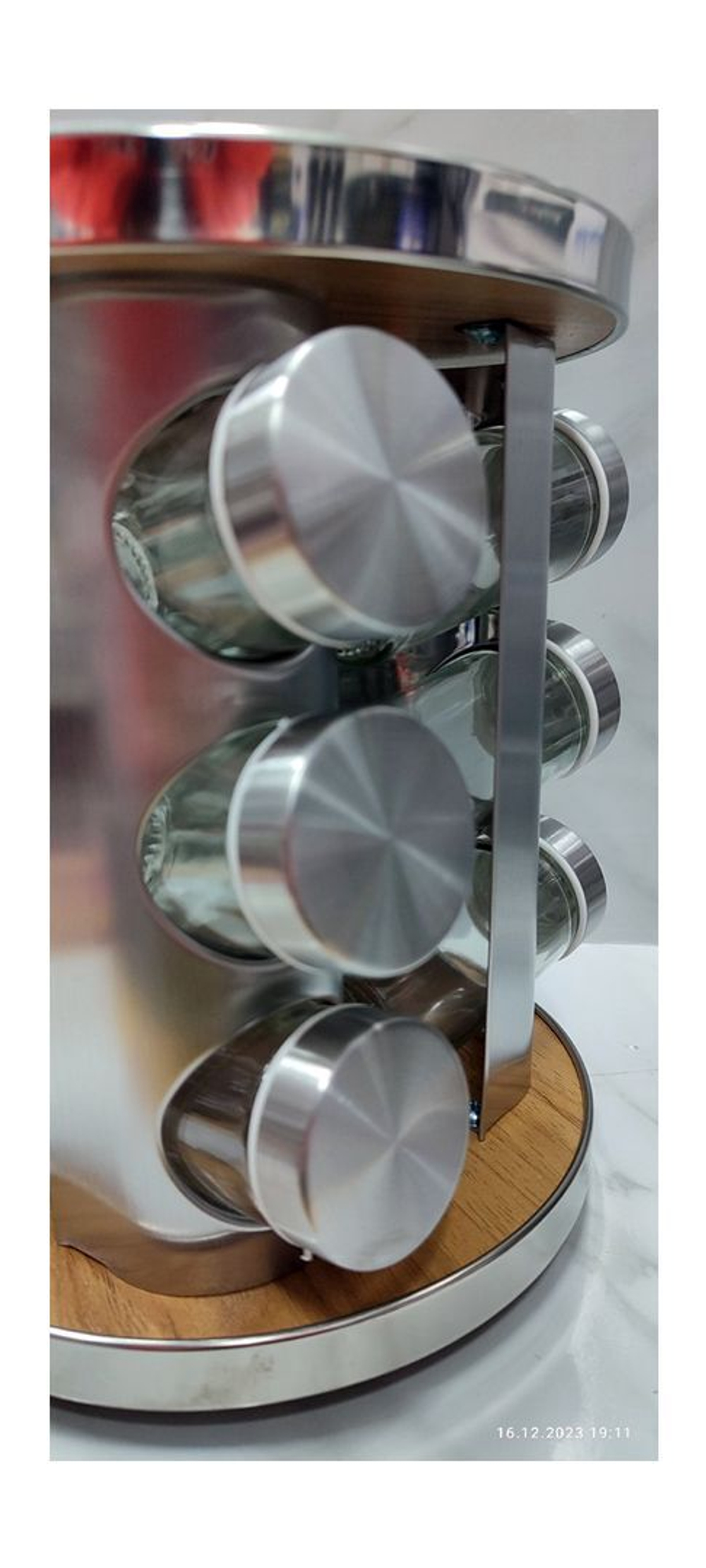 Набор стеклянных баночек для специй на вращающейся подставке