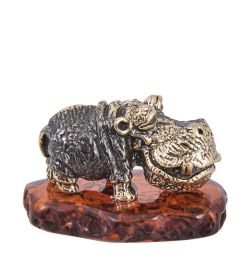 Народные промыслы AM-4022 Фигурка «Бегемот Валера» (латунь, янтарь)