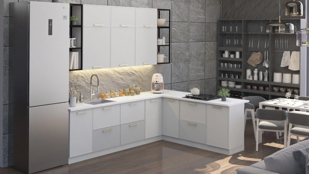 Кухня «Неста» с матовым покрытием PET-PREMIUM (фасады 19 мм, рамочная фрезеровка)