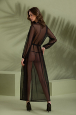 Соблазнительный длинный пеньюар Zinnia (Размер: XXL-XXXL) (Цвет: черный)