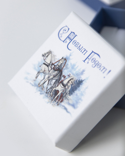 Футляр картонный "Новогодняя. Лошадка №1", 60х60х34 мм