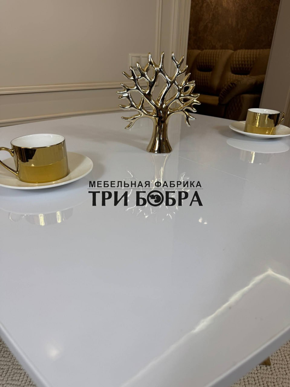 Кухонный раздвижной стол "Румба", белый глянец