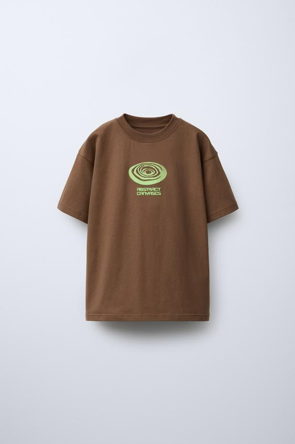 ZARA ФУТБОЛКА ИЗ ТКАНИ С ПРИНТОМ, КОРИЧНЕВЫЙ