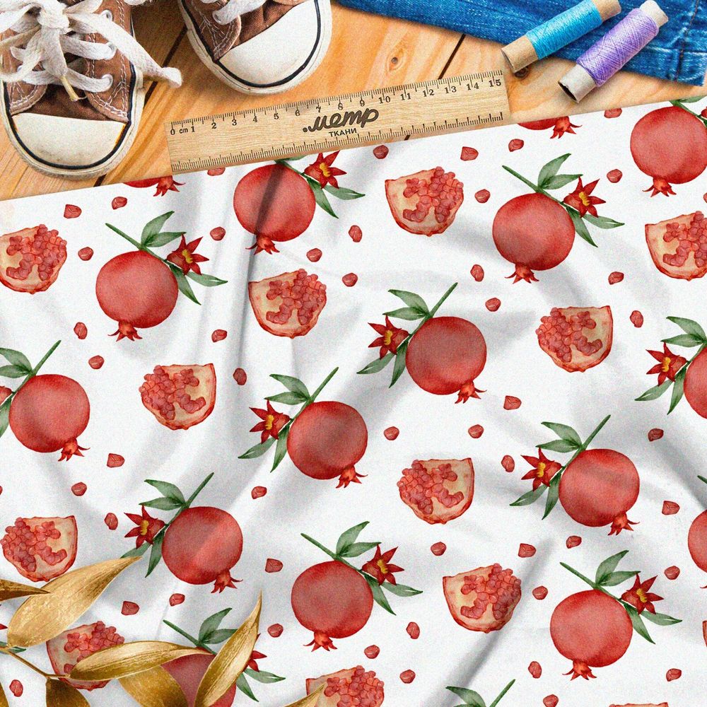 Ткань шелк Армани мелкие акварельные гранаты