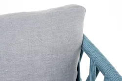 "Диего" кресло плетеное из роупа, каркас алюминий светло-серый (RAL7035) муар, роуп бирюзовый круглый, ткань светло-серая