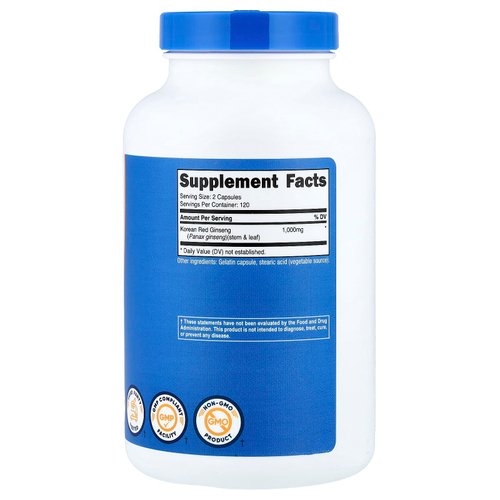 Nutricost, корейский красный женьшень, 240 капсул (500 мг в 1 капсуле)