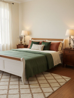 Кровать двуспальная 200х200 Мелания с выдвижными ящиками для белья, массив сосны, белый