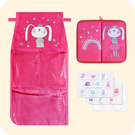 Набор для детского сада: кармашек, коврик, наклейки. Зайка