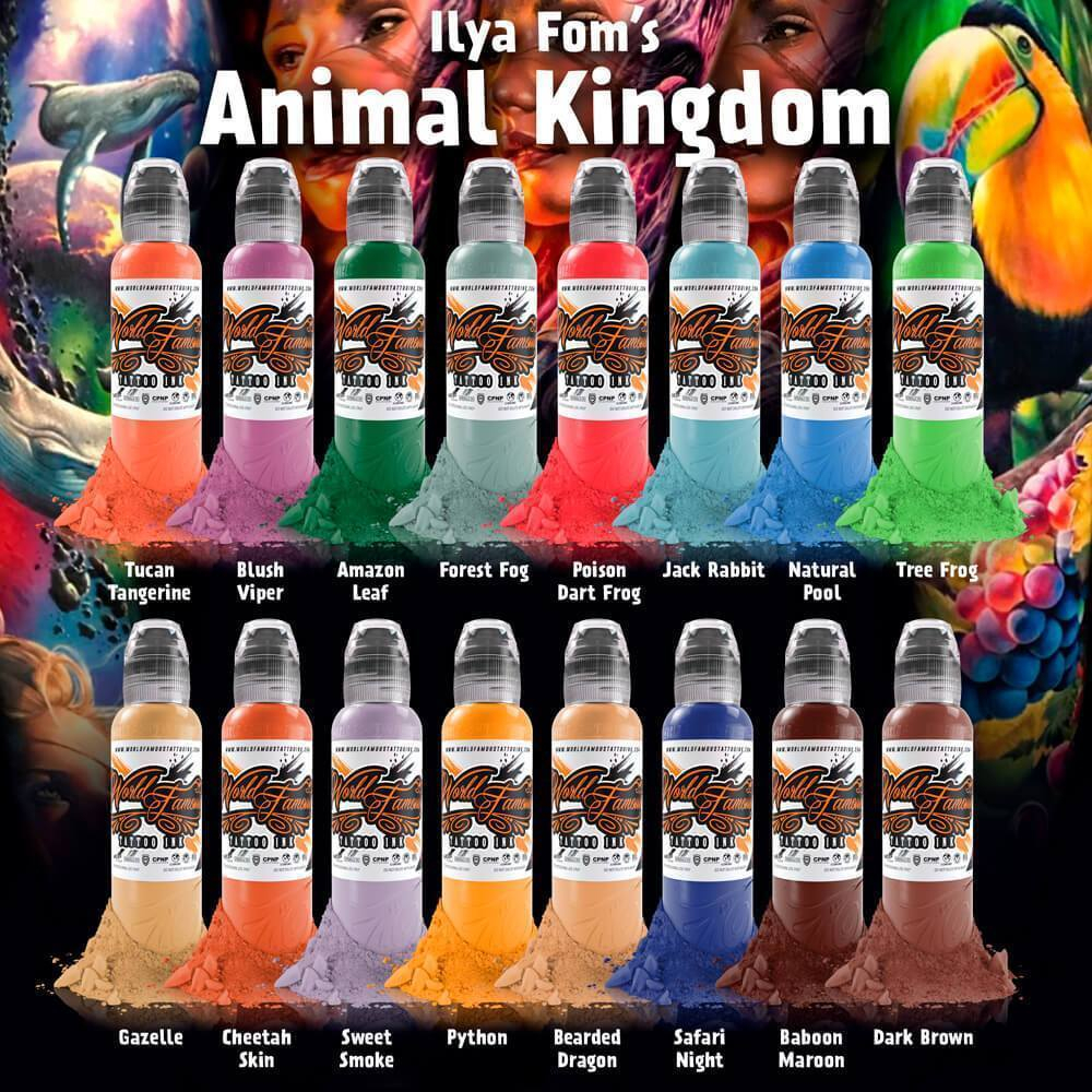 16 Color Ilya Fom's Animal Kingdom Set World Famous Tattoo Ink