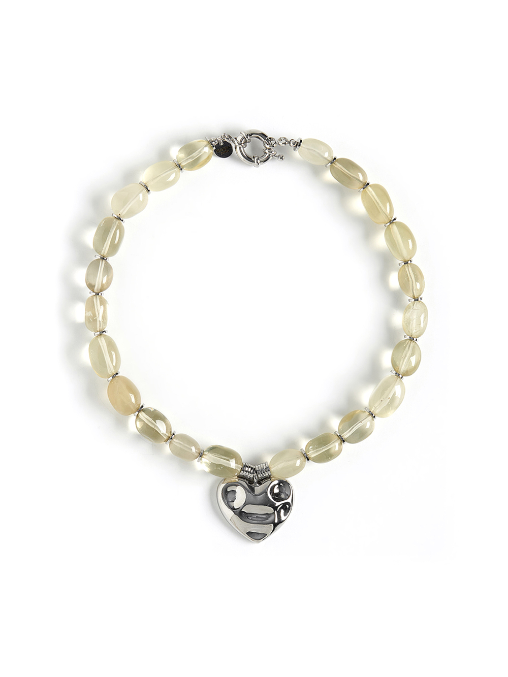 Колье "Crumpled Heart" Желтый топаз Silver