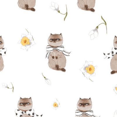 Коты  и крокусы