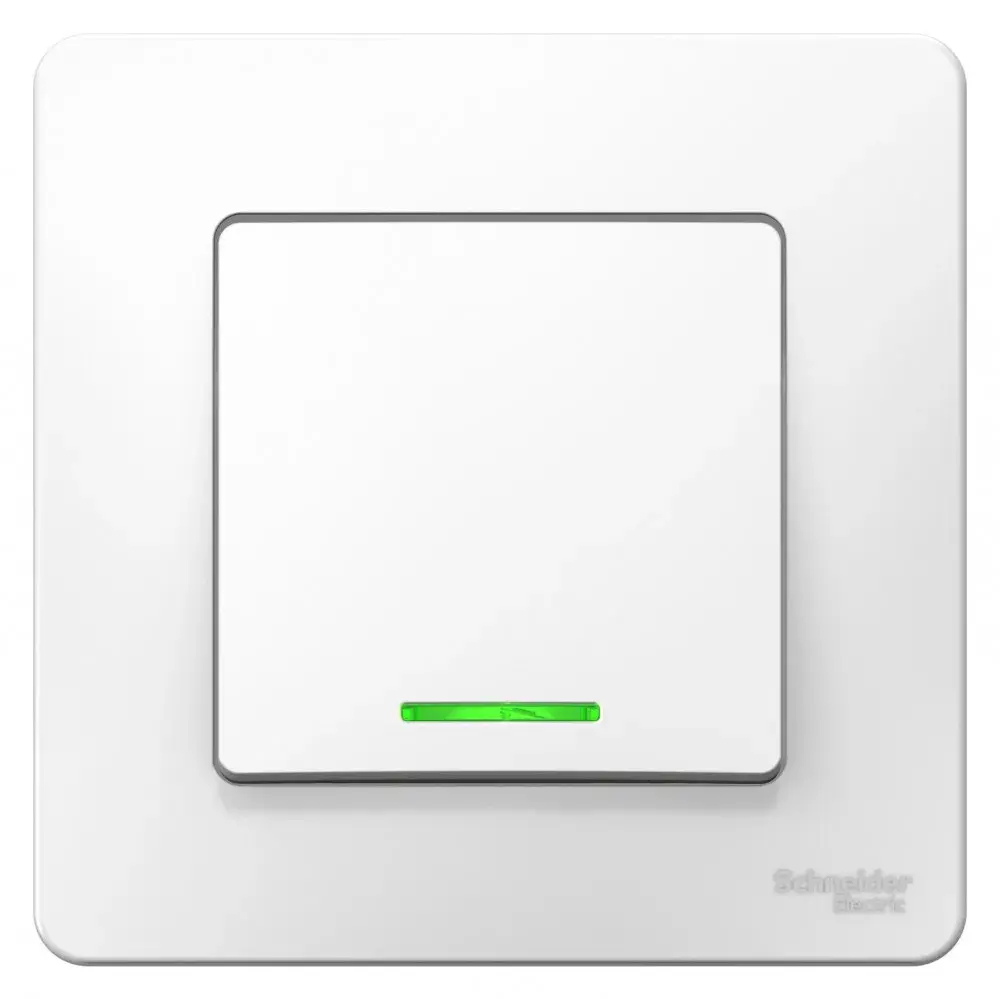 BLANCA С/У 1-клавишный ПЕРЕКЛЮЧАТЕЛЬ (сх.6) с подсв., 10А, 250В, БЕЛЫЙ