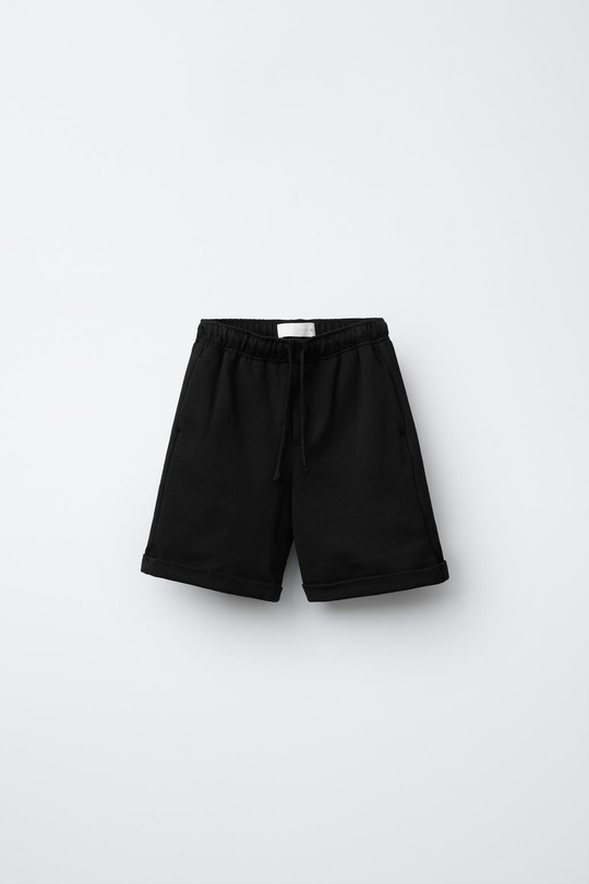 ZARA КОМФОРТНЫЕ ШОРТЫ-БЕРМУДЫ, ЧЕРНЫЙ