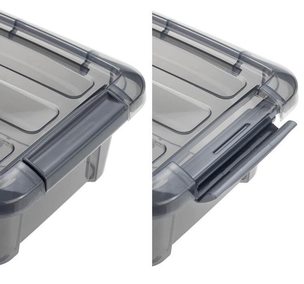 Ящик для хранения с замками КИП 2,8 л 300x200x80 чёрный прозрачный