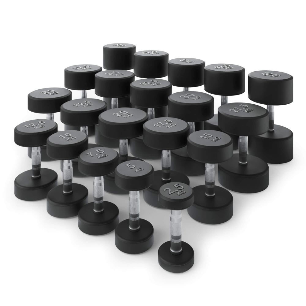 Ряд гантелей круглых UNIX Fit обрезиненные от 2,5 до 50 кг