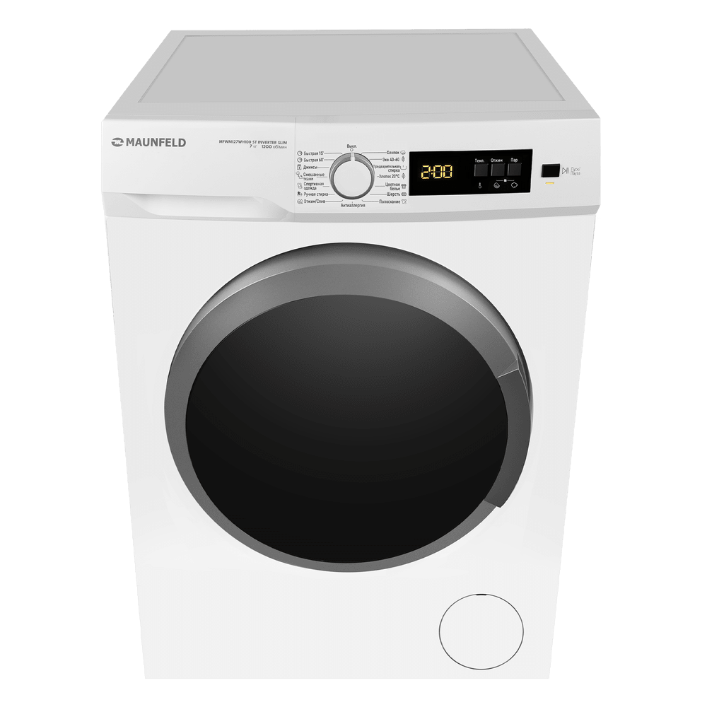 Стиральная машина с инвертором и паром MAUNFELD MFWM127WH100 ST INVERTER SLIM