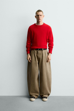 ZARA ДЖИНСЫ BALLOON FIT, ПЕСОЧНЫЙ